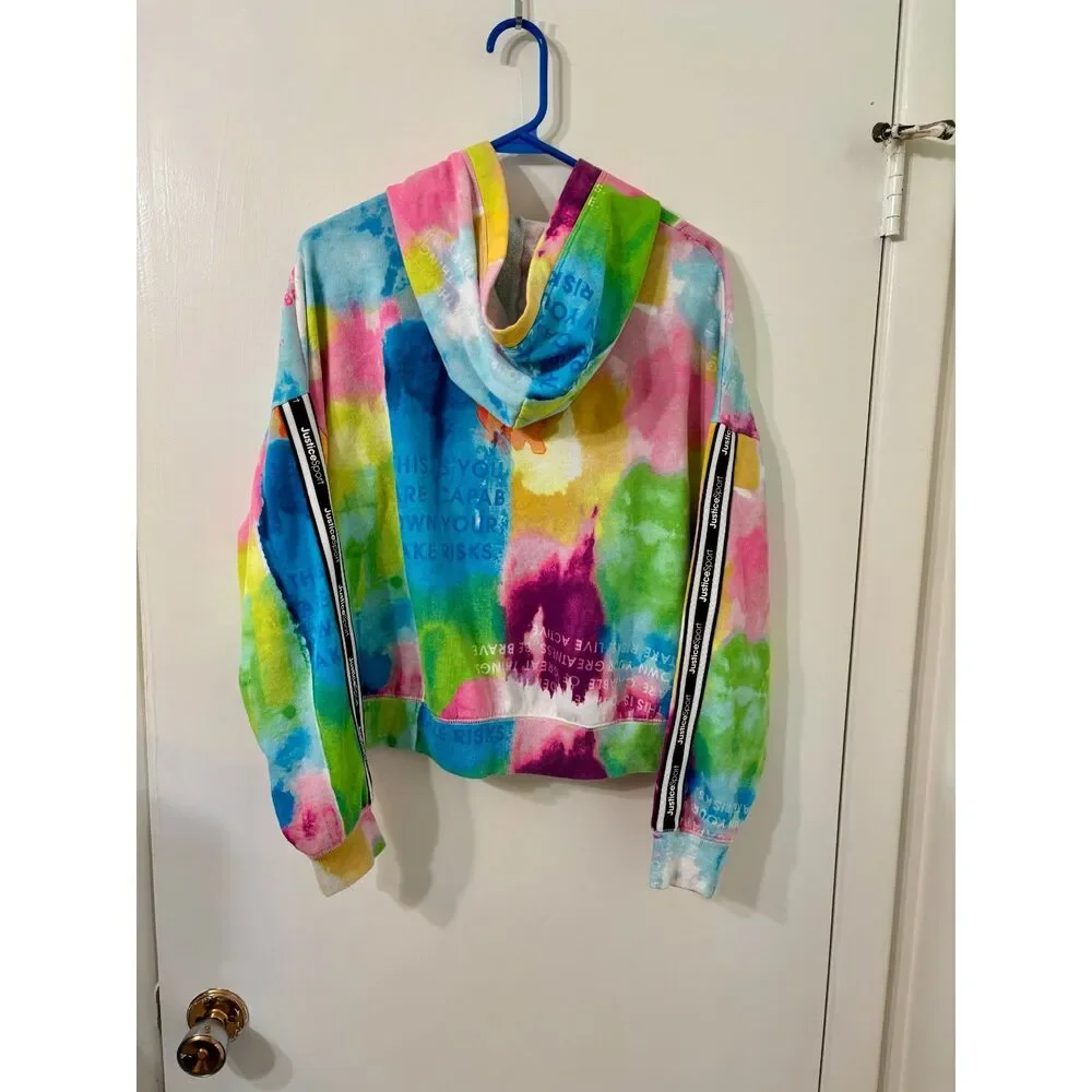 Justice Sport 16P-18P Pastel Tie Dye Cotton Hoodie 